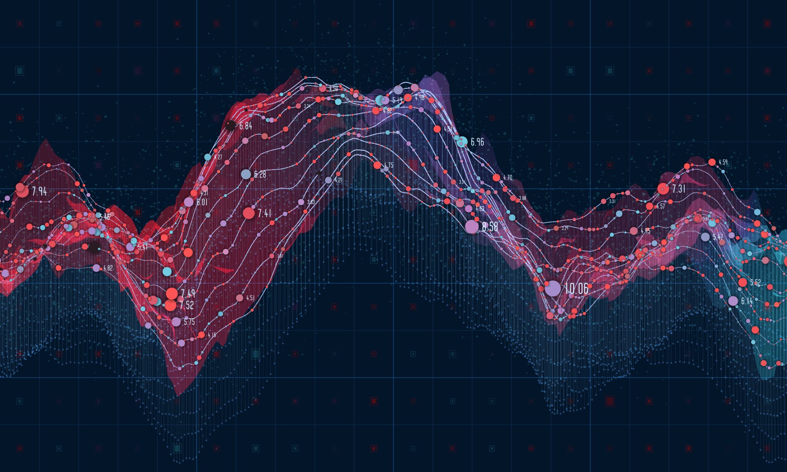 Big data visualization. Futuristic infographic. Information aesthetic design. Visual data complexity. Complex data threads graphic visualization. Social network representation. Abstract data graph.